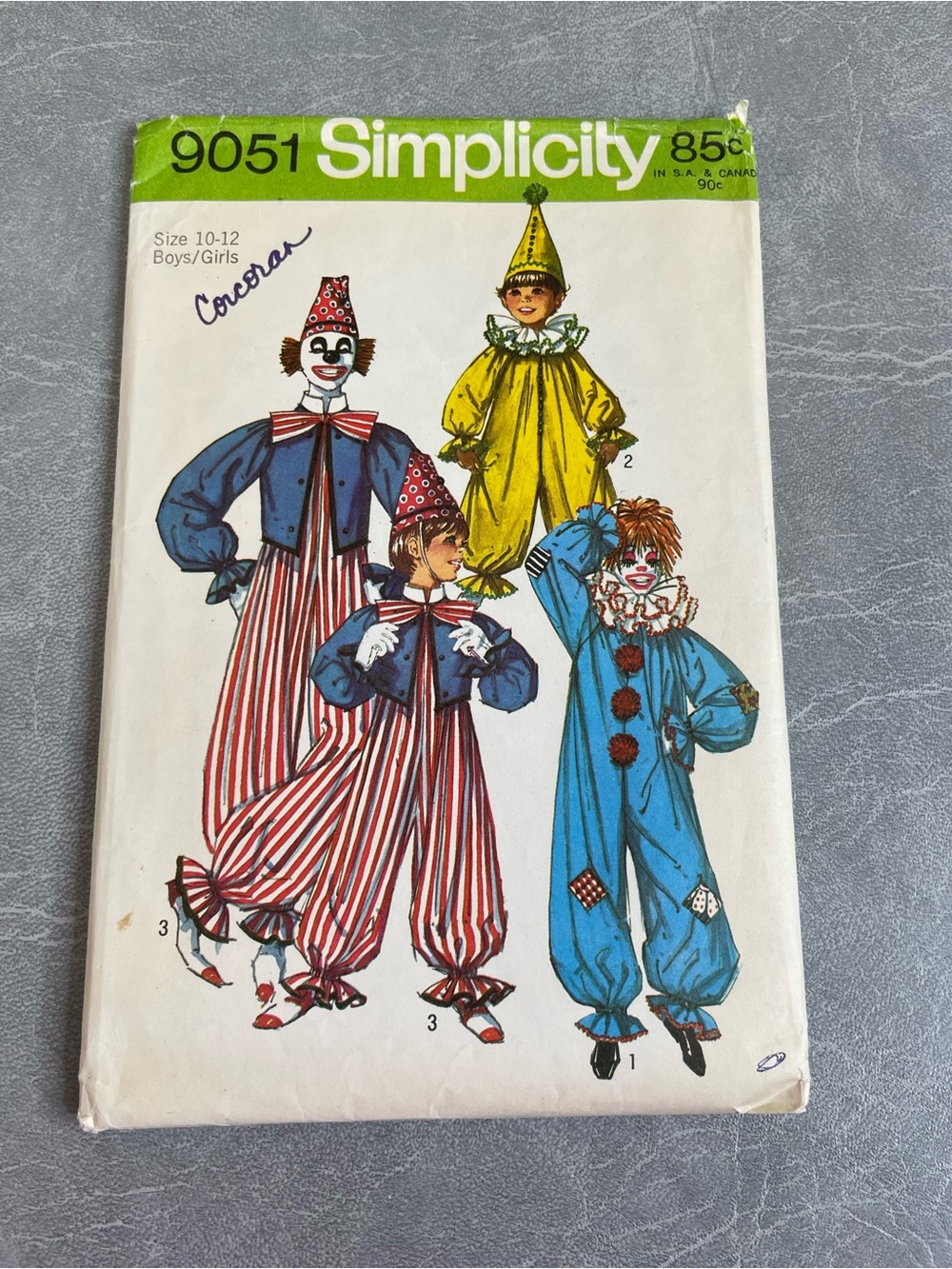 Vintage Simplicity Pattern #9051 Children’s or Small Adult Clown Costume Pattern